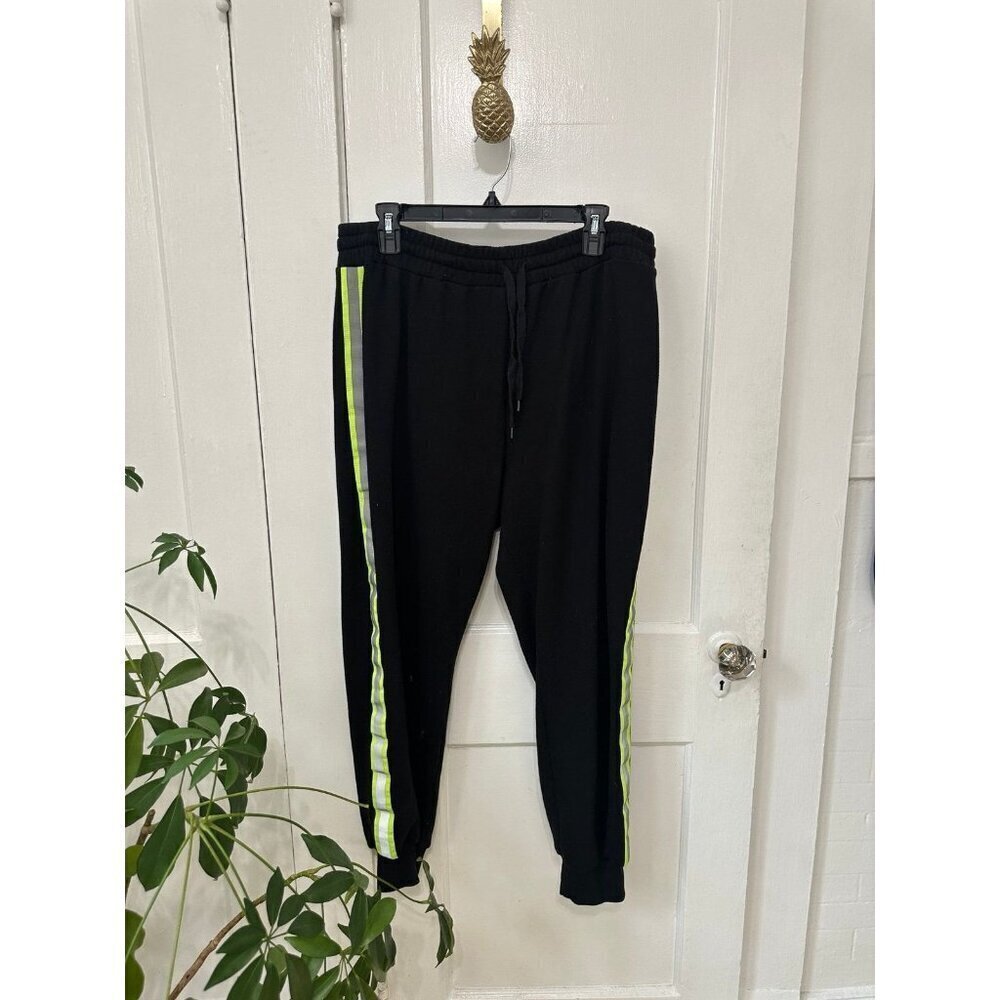 Forever 21+ women’s size 0X – large black with neon striped side sweatpants
